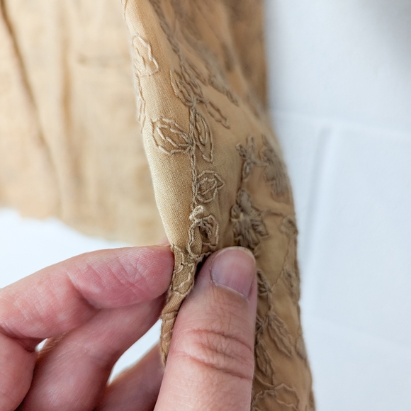 J. Jill 100% Cotton Lightweight Jacket Blazer Yellow Tan Embroidered Pockets 8 - Picture 4 of 10